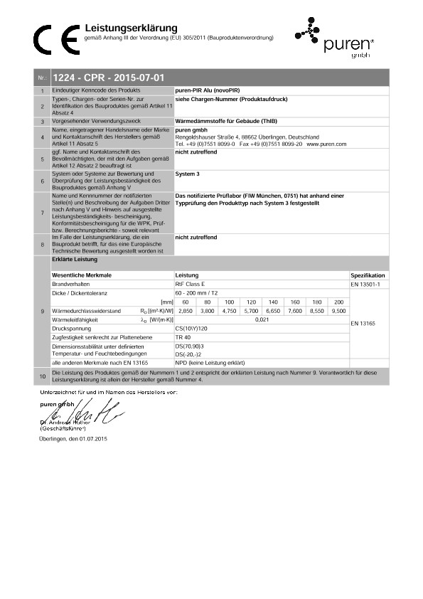 Puren PIR Alu (Puren novoPIR)