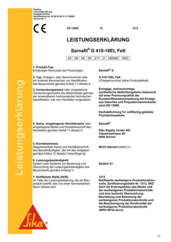 Sarnafil G 410-18EL毛毡