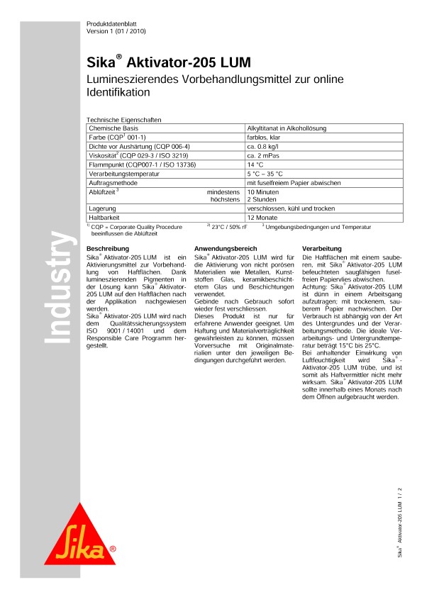 Sika Aktivator-205 lum