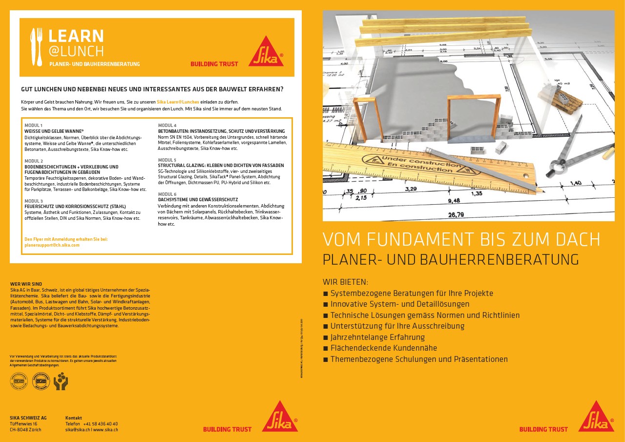 产品传单:西卡飞机和Bauherrenberatung
