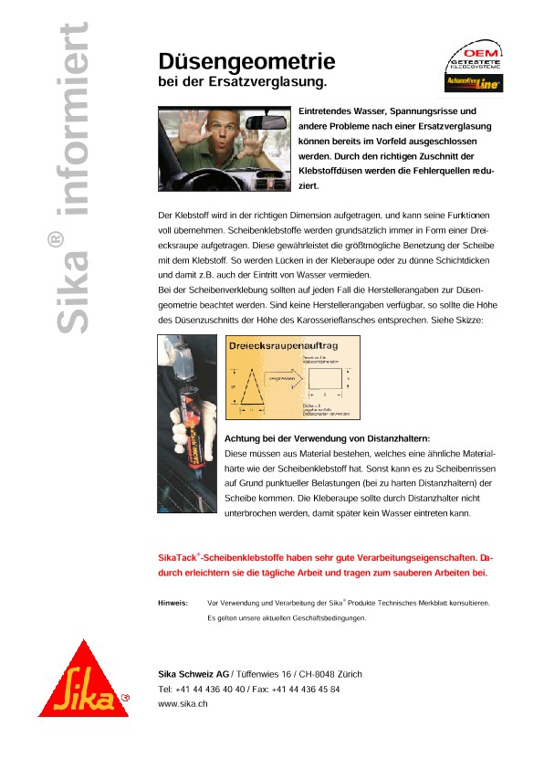 Düsengeometrie bei der Ersatzverglasung