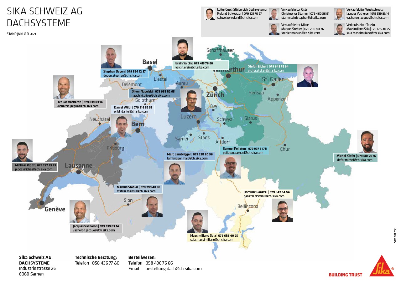 Gebietskarte Dachsysteme Ganze Schweiz