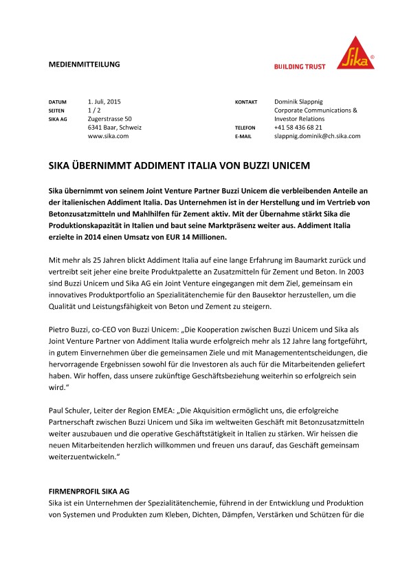 梅花鹿ubernimmt Addiment意大利•冯•布吉Unicem