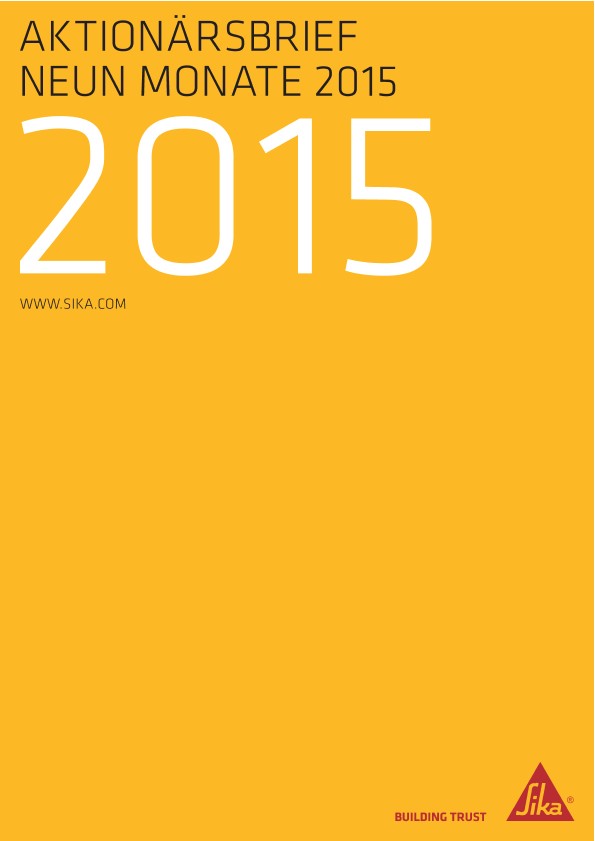 Aktionärsbrief - Neun Monate 2015