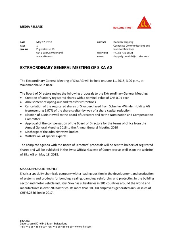 西卡股份公司特别股东大会ayx小金体育