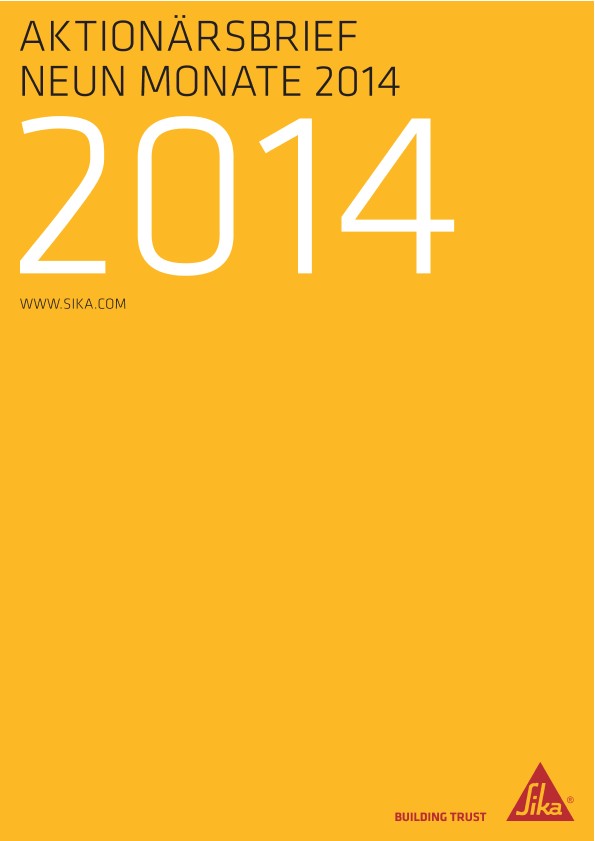 Aktionärsbrief - Neun Monate 2014