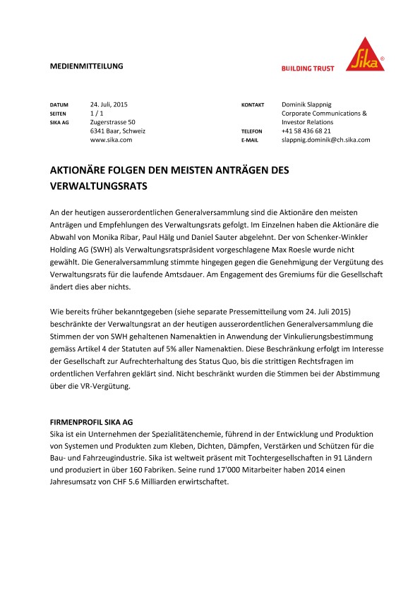 aktionärefolgen den meistenanträgendes verwaltungsrats