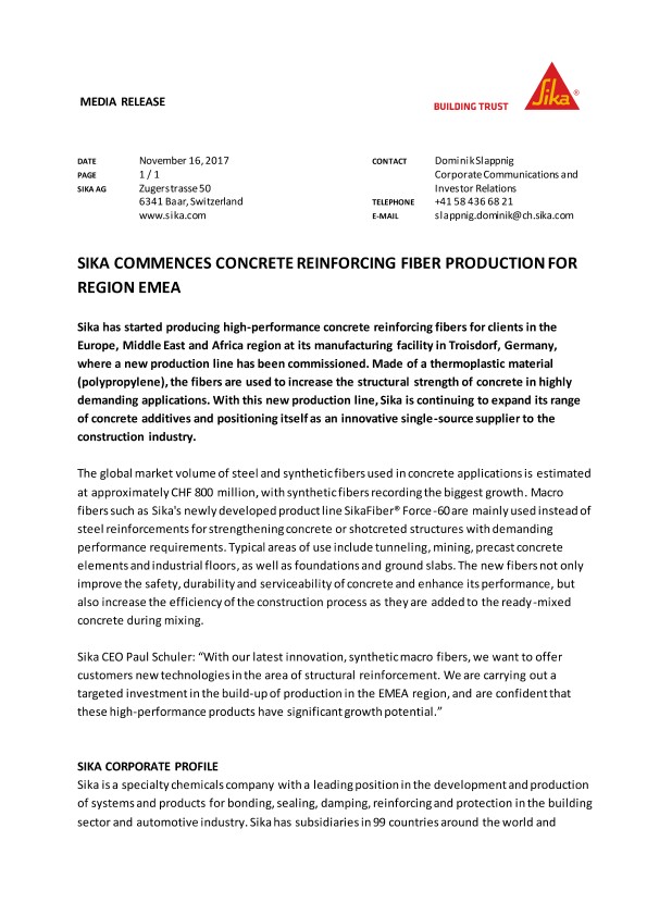 梅花鹿开始具体强化纤维生产EMEA地区