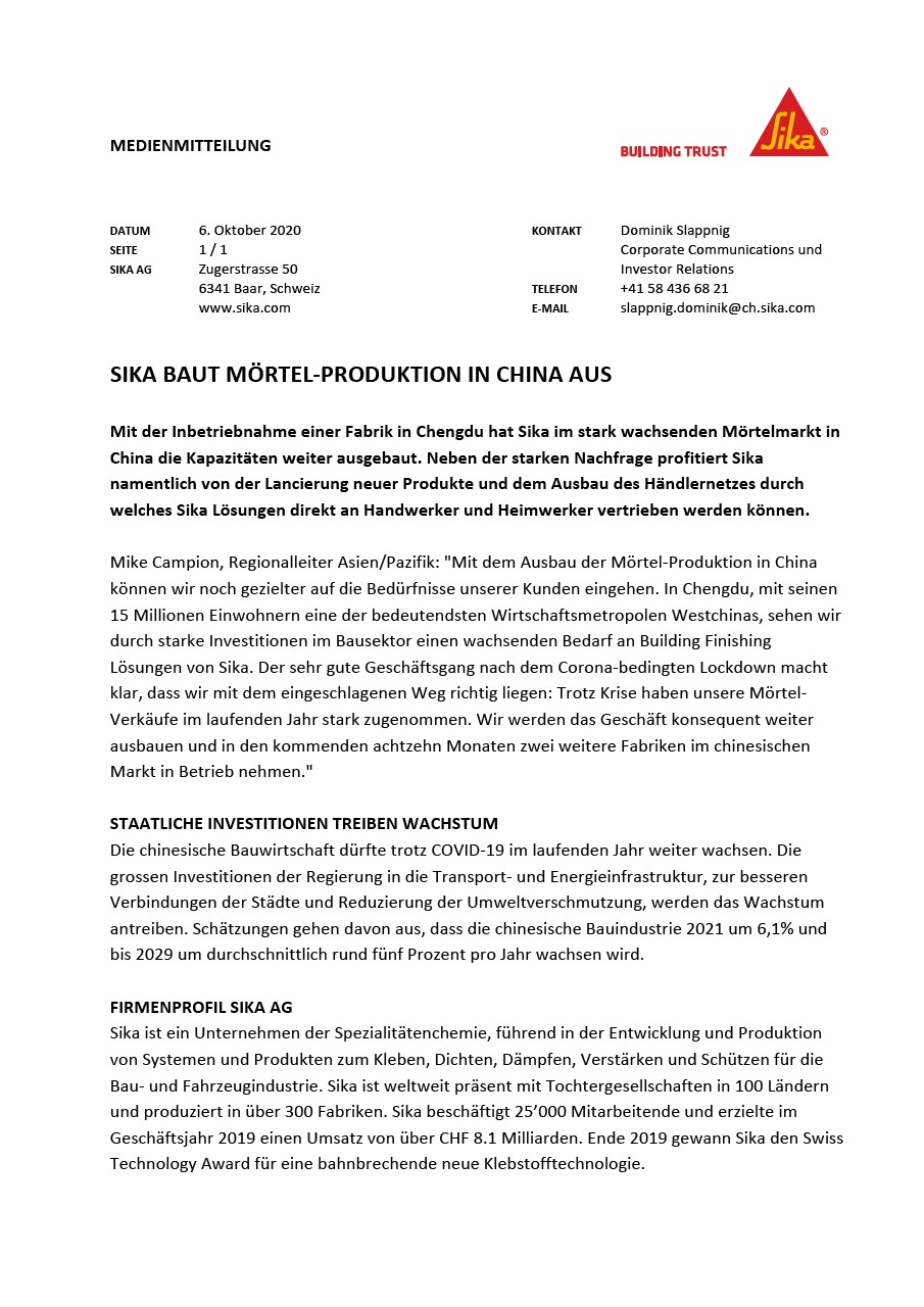 在中国梅花鹿baut Mortel-Produktion来自- Oktober 2020