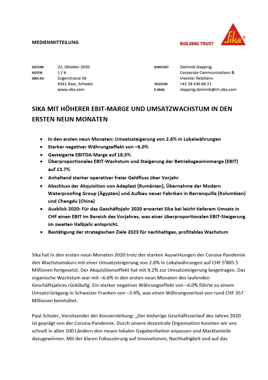 书房里梅花鹿麻省理工学院hoherer EBIT-Marge和Umsatzwachstum ersten neun Monaten - Oktober 2020