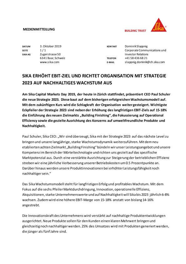 梅花鹿erhoht EBIT-Ziel和richtet组织麻省理工学院的那个2023 auf nachhaltiges Wachstum来自