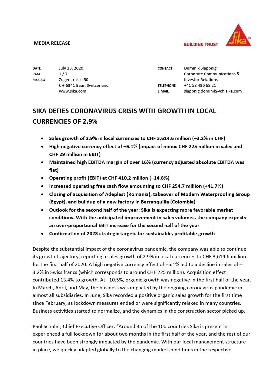 西卡对抗冠状病毒危机，当地货币增长2.9% - 2020年7月