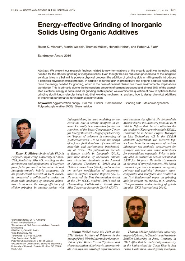 使用有机添加剂能量有效研磨无机固体