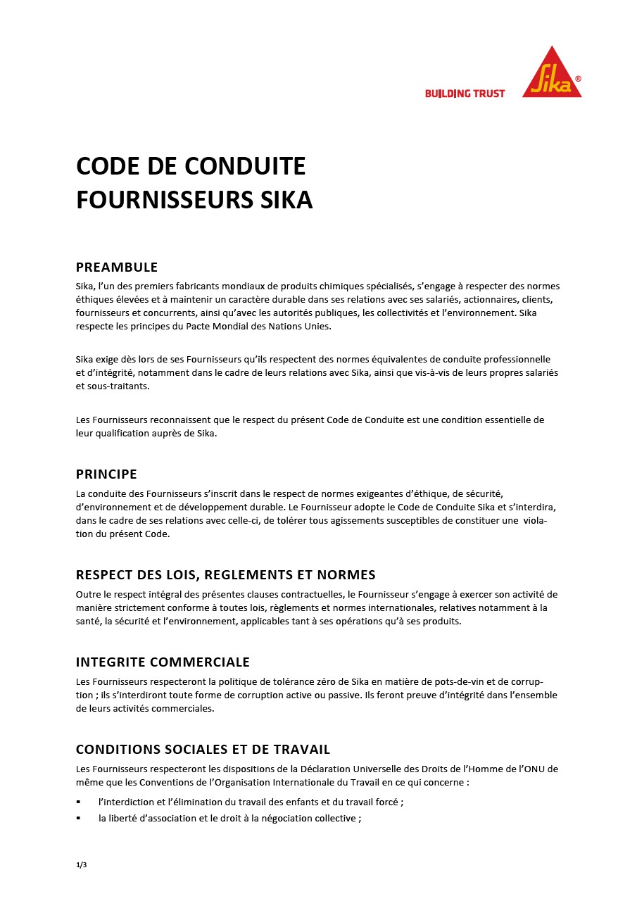 西卡供应商行为准则(FR)