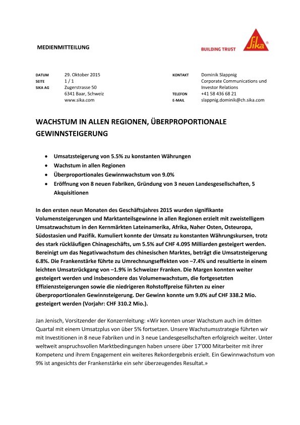 艾伦地区的Wachstum， überproportionale Gewinnsteigerung