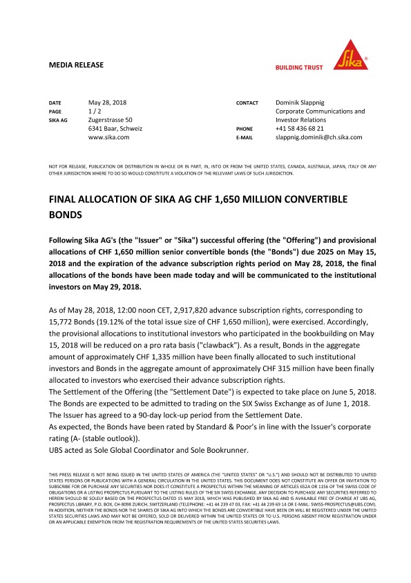 最终分配梅花鹿AG 16.5亿瑞士法郎的ayx小金体育可转换债券