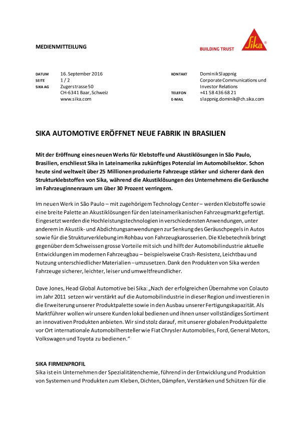 西卡汽车eröffnet neue Fabrik在巴西利亚