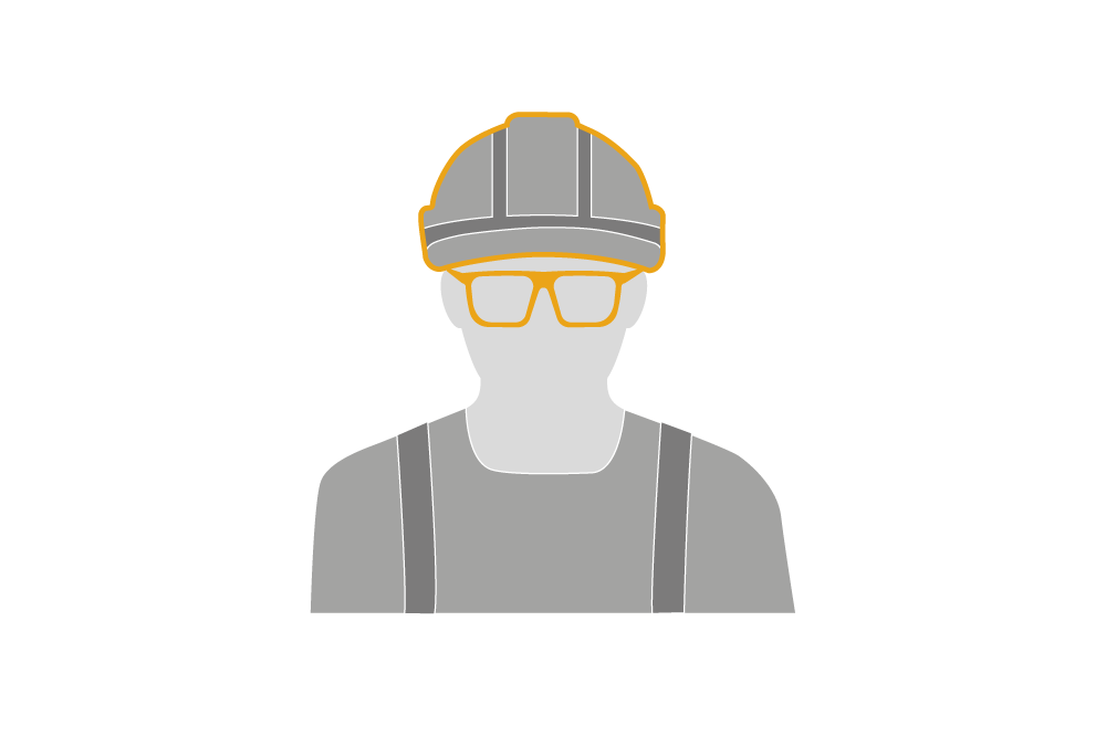 工作安全象例证 - 有安全帽和玻璃的工作者人