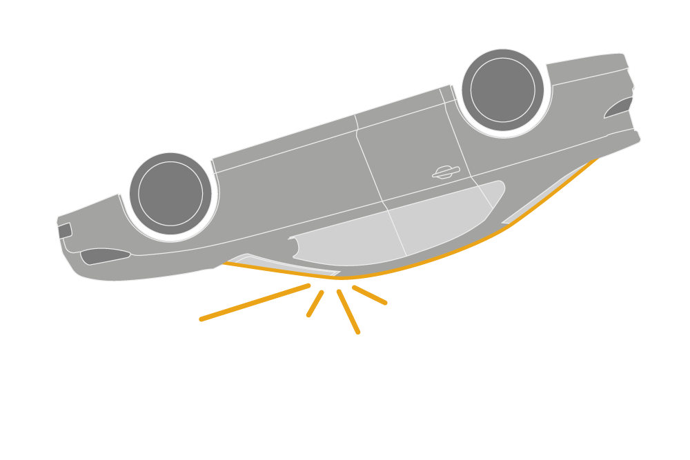 一辆车顶被压碎的汽车的插图