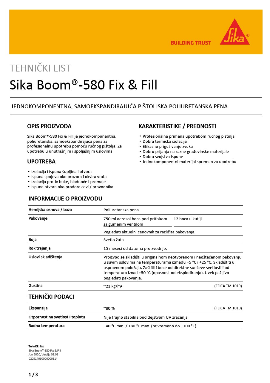 SikaBoom®-580修复和填充